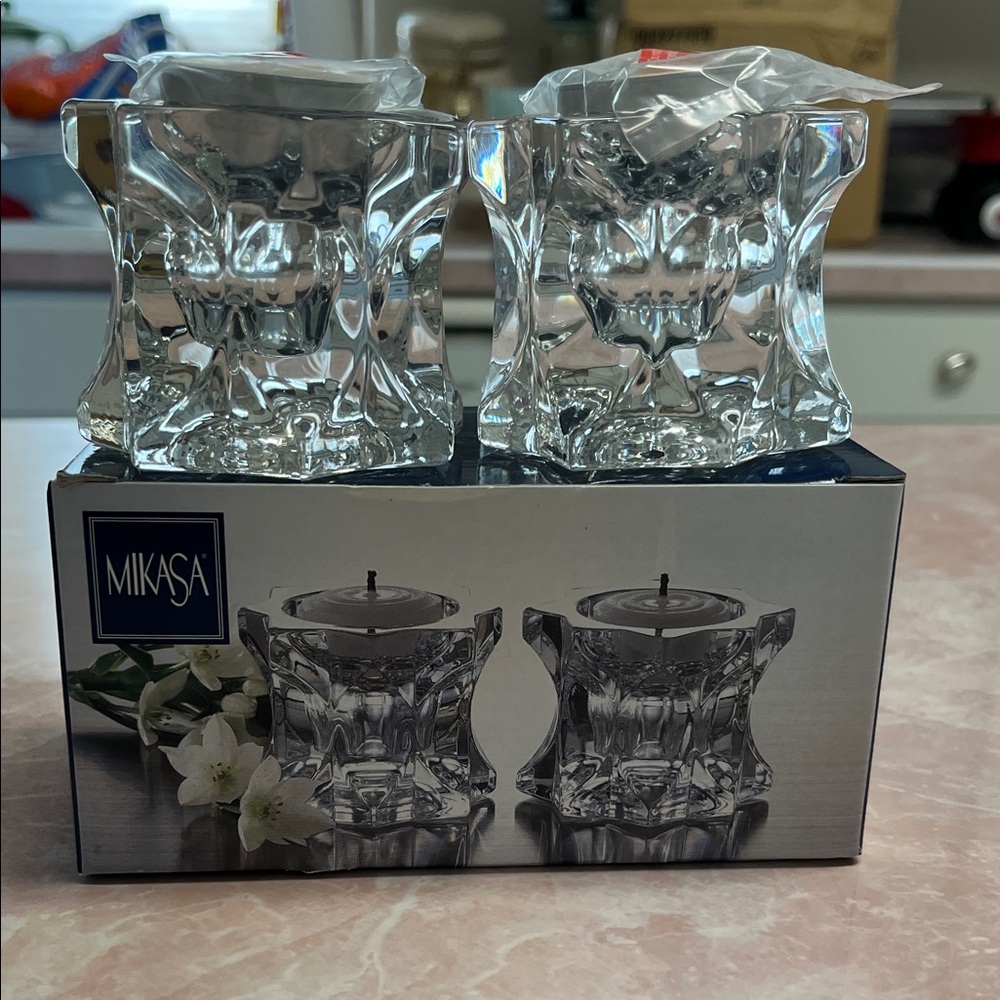 Mikasa Clear Glass Candle Holders